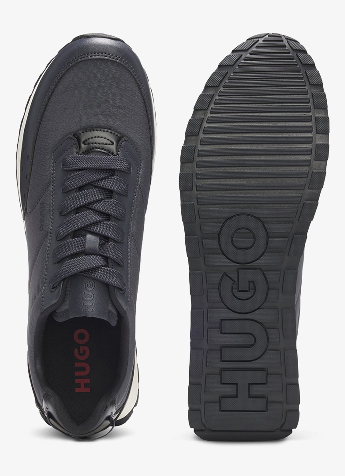 HUGO Sneaker met logo  - achterkant 4 donkerblauw