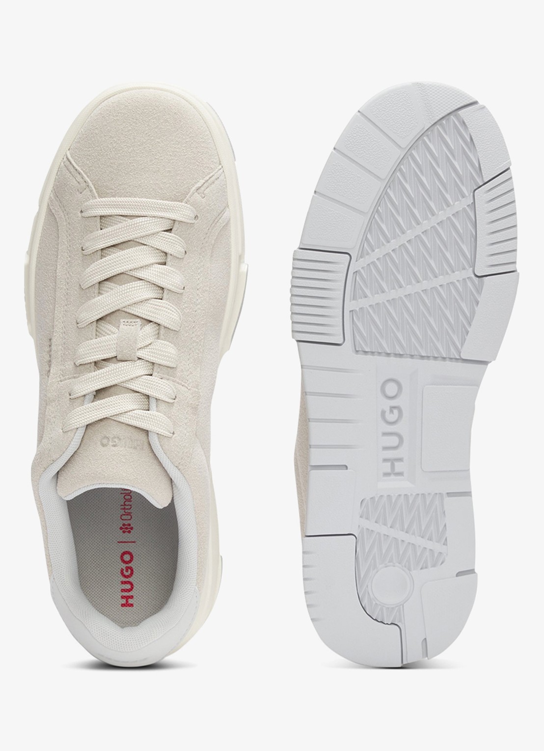 HUGO Sneaker met logo - achterkant 4 beige