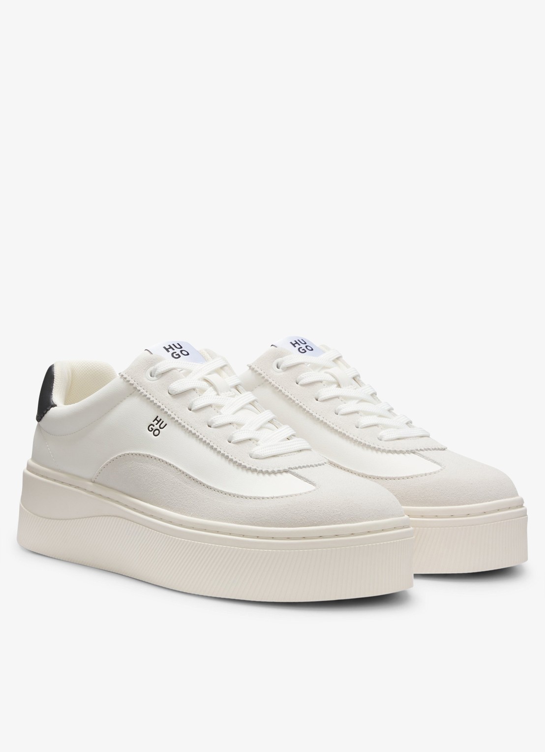 HUGO Sneaker met plateauzool - detail open white-127 / wit