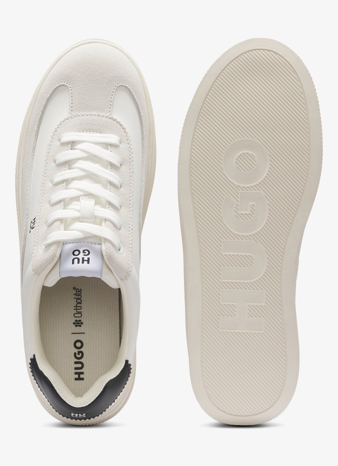 HUGO Sneaker met plateauzool - detail 2 open white-127 / wit