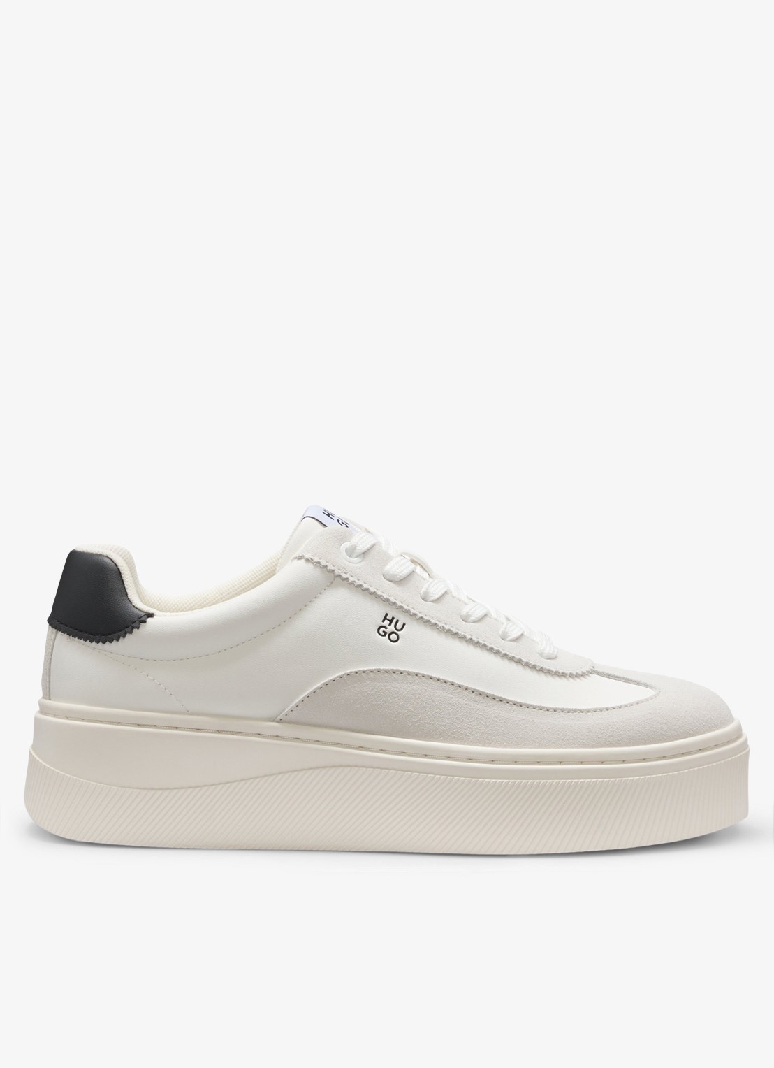 HUGO Sneaker met plateauzool - voorkant 3 open white-127 / wit