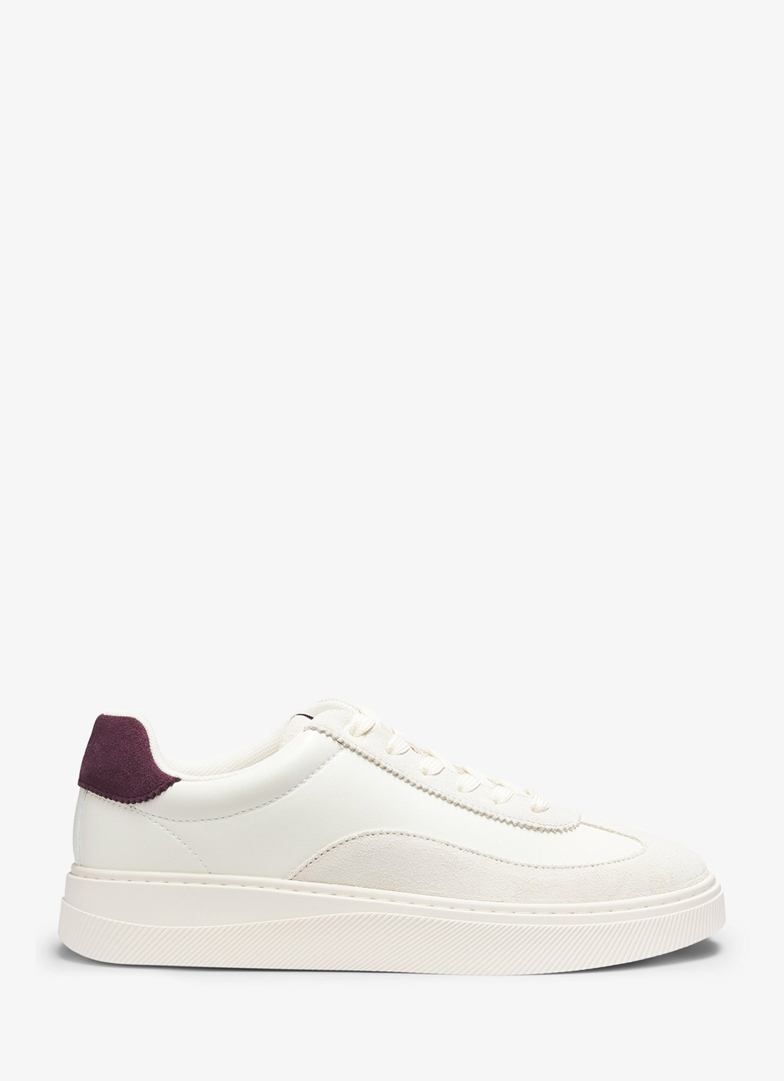 HUGO Sneaker met suède details   - voorkant beige