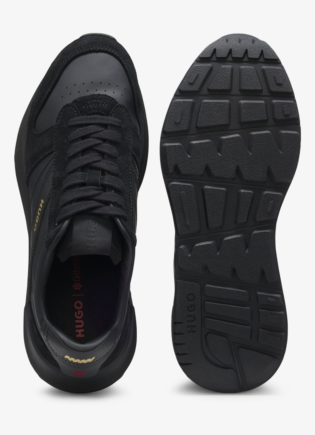 HUGO Sneaker met suède details - detail 2 zwart