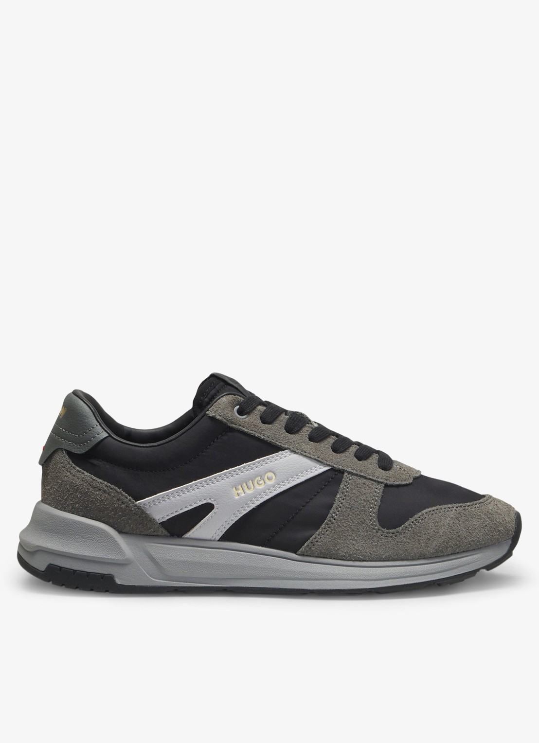 HUGO Sneaker met suède details - voorkant 5 open grey-061 / grijs