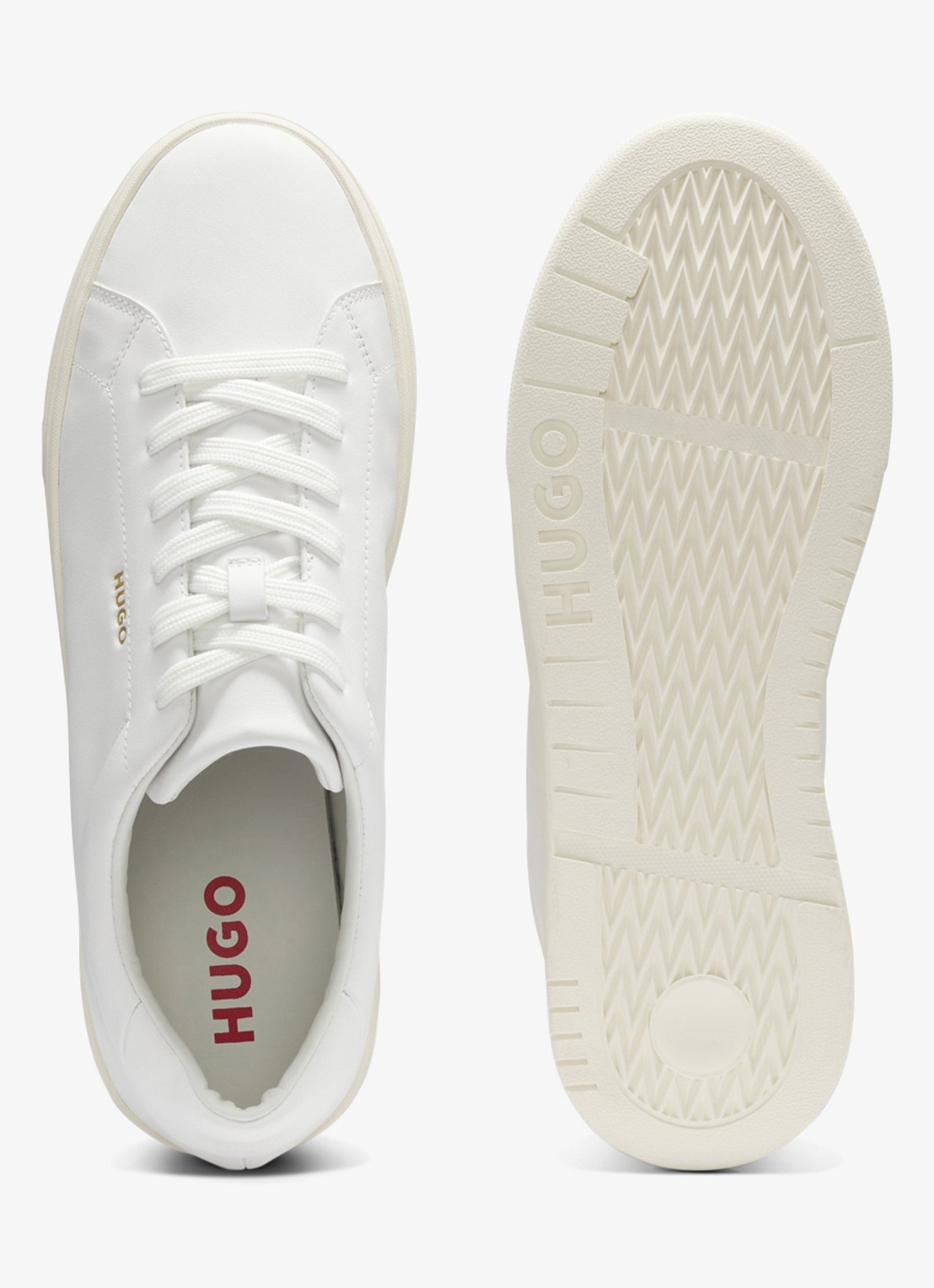 HUGO Sneaker van leer met logo - detail 4 wit