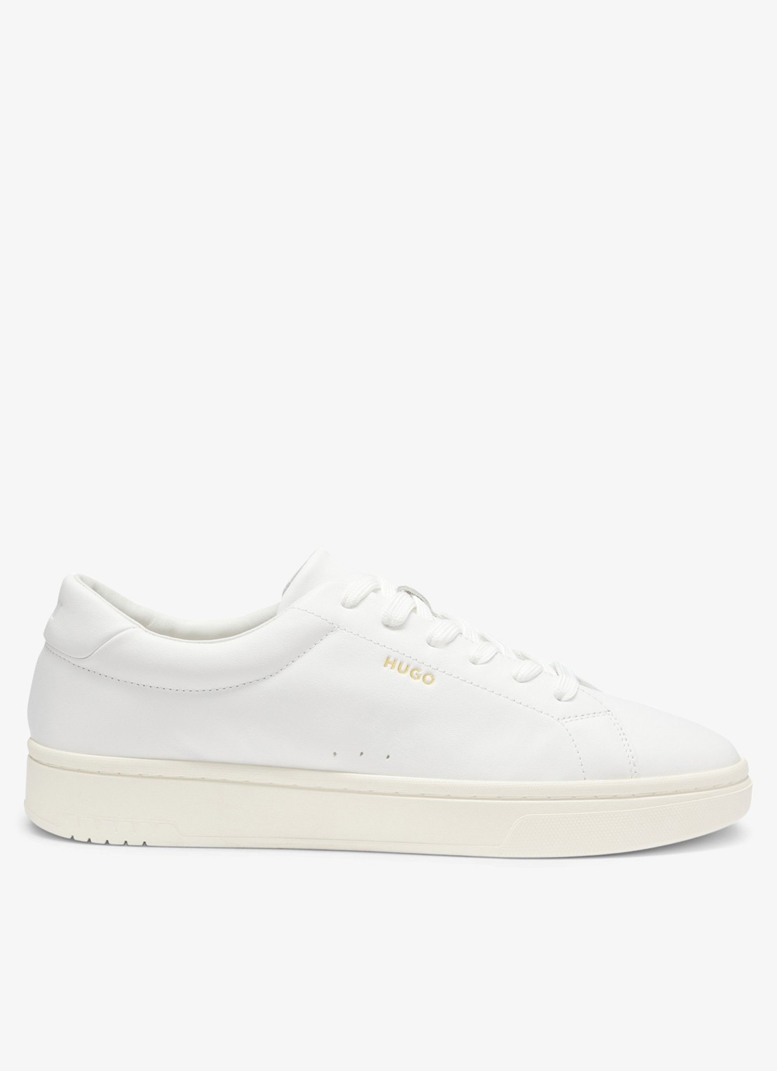 HUGO Sneaker van leer met logo - voorkant wit