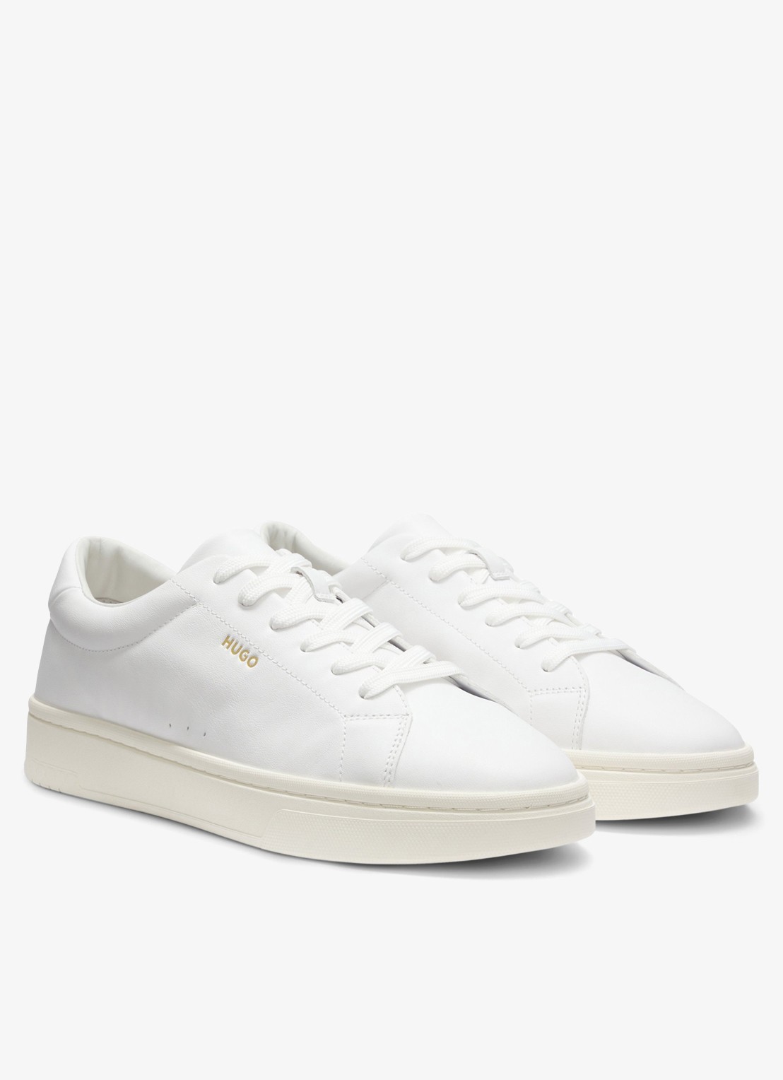 HUGO Sneaker van leer met logo - voorkant 2 wit