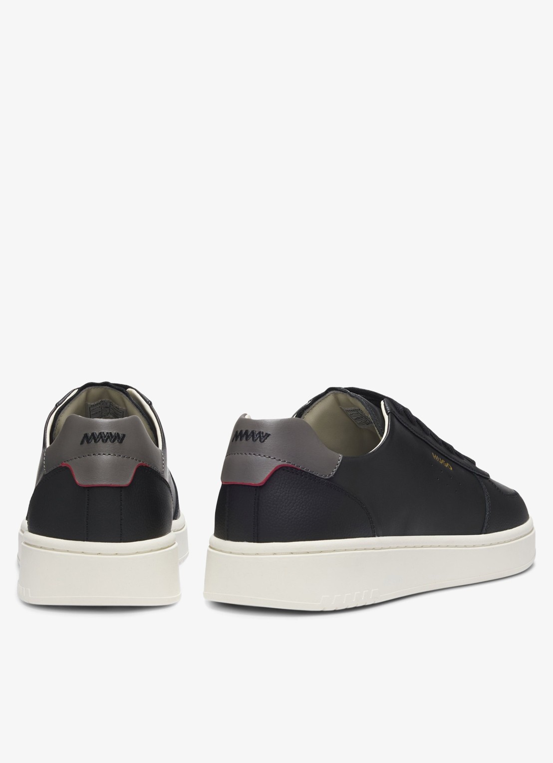 HUGO Sneaker van leer met logo - achterkant 3 black-002 / zwart