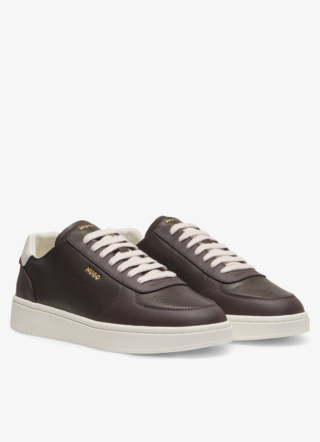 HUGO Sneaker van leer met logo - detail 3 open brown-241 / bruin