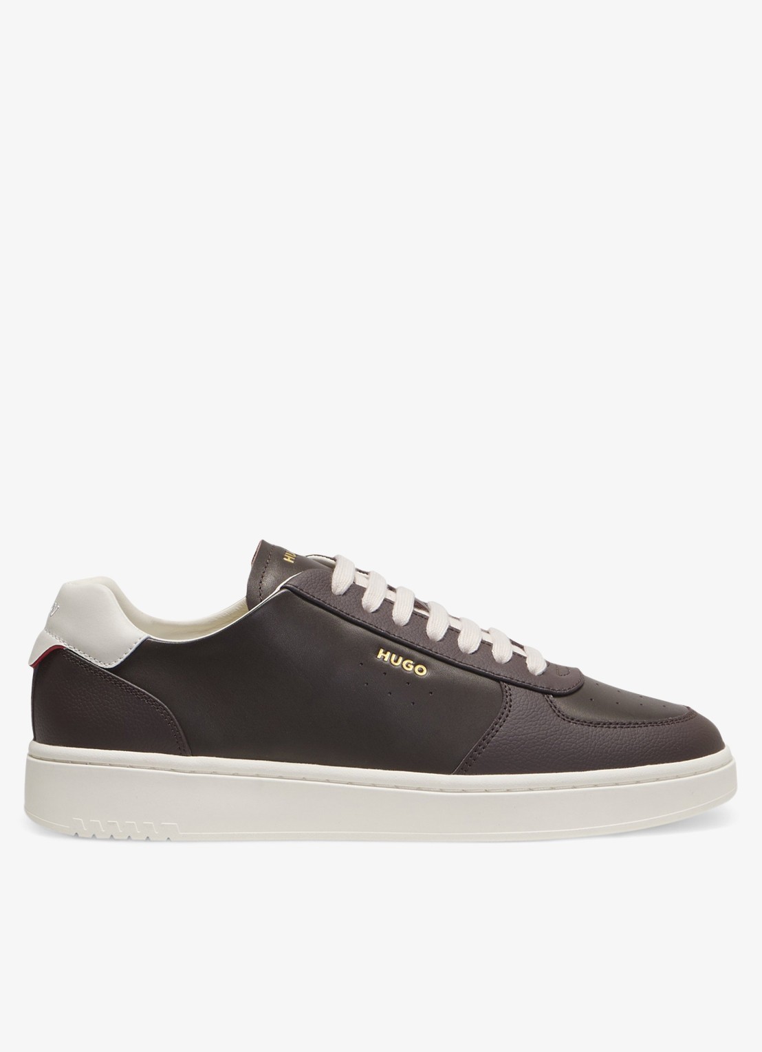 HUGO Sneaker van leer met logo - voorkant open brown-241 / bruin