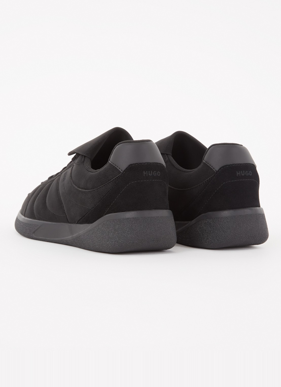 HUGO Sneaker van nubuck met logo - achterkant zwart