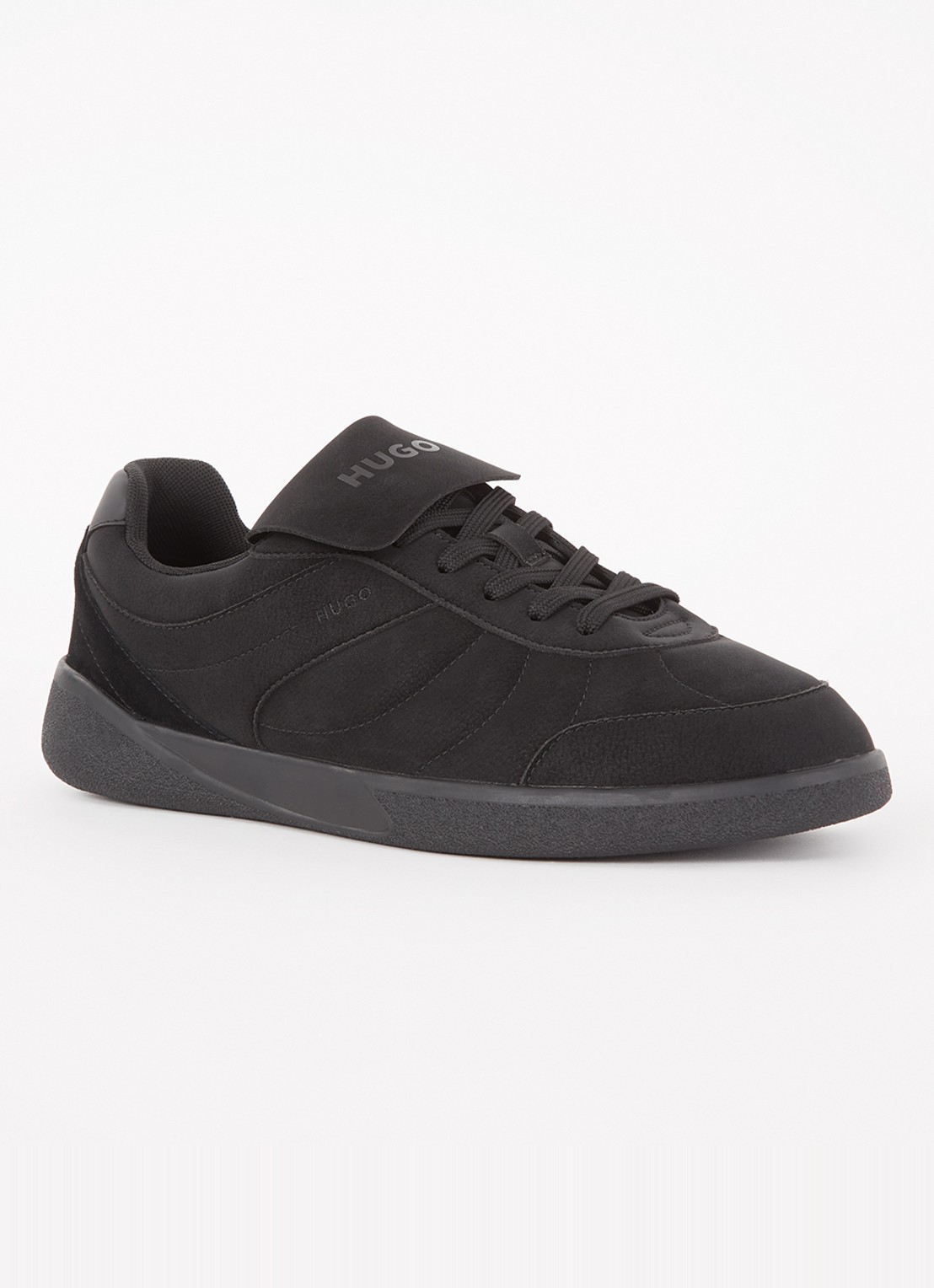 HUGO Sneaker van nubuck met logo - voorkant 5 zwart