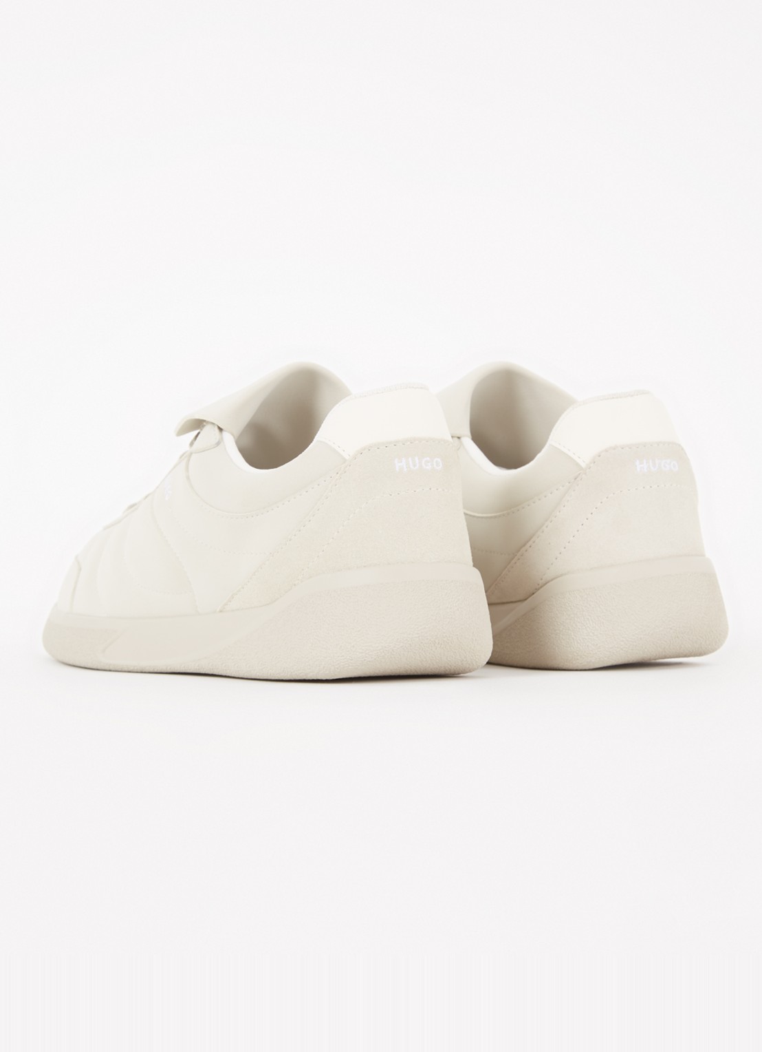HUGO Sneaker van nubuck met logo - achterkant beige