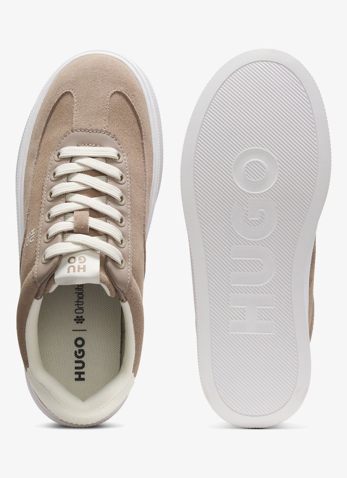 HUGO Sneaker van suède - achterkant 3 beige