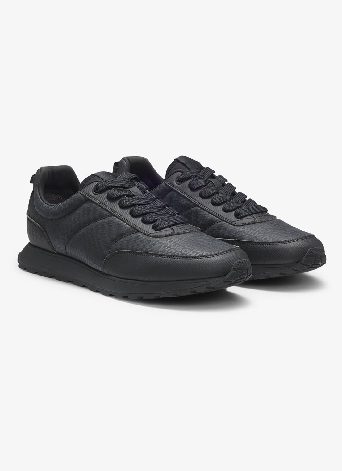 HUGO Sneakers met logoprint - voorkant 2 zwart