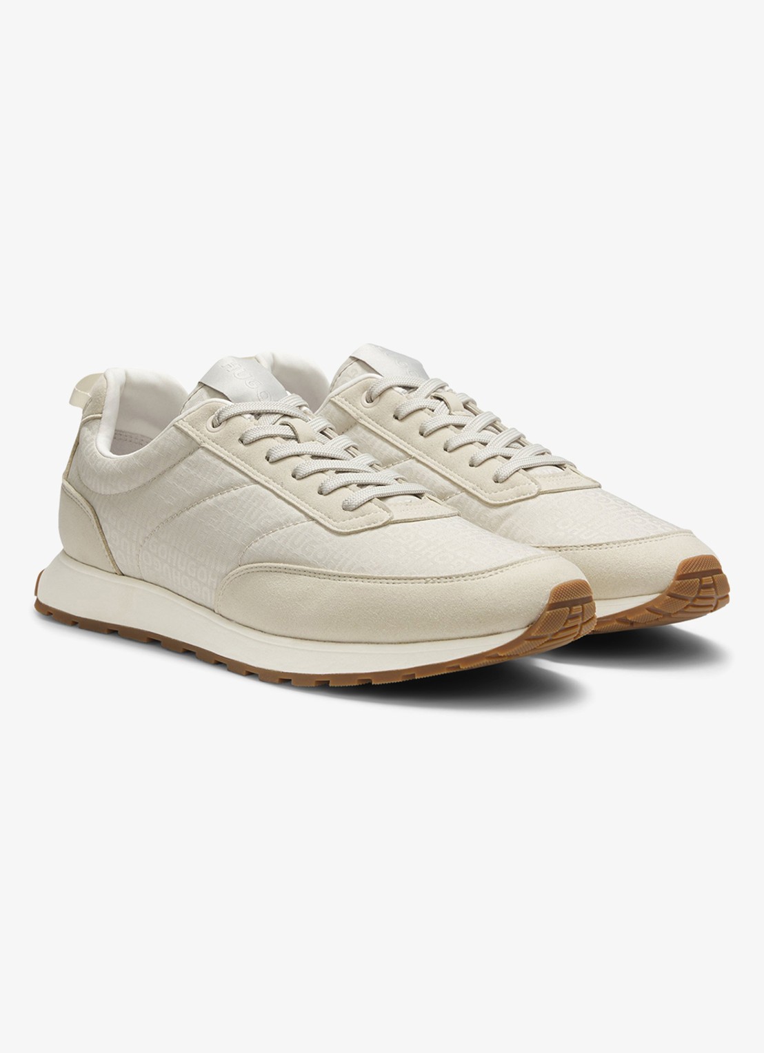 HUGO Sneakers met logoprint - voorkant 2 light beige-271 / beige