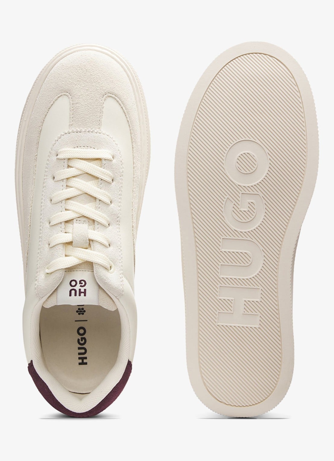 HUGO Sneakers met suède details   - achterkant 4 beige