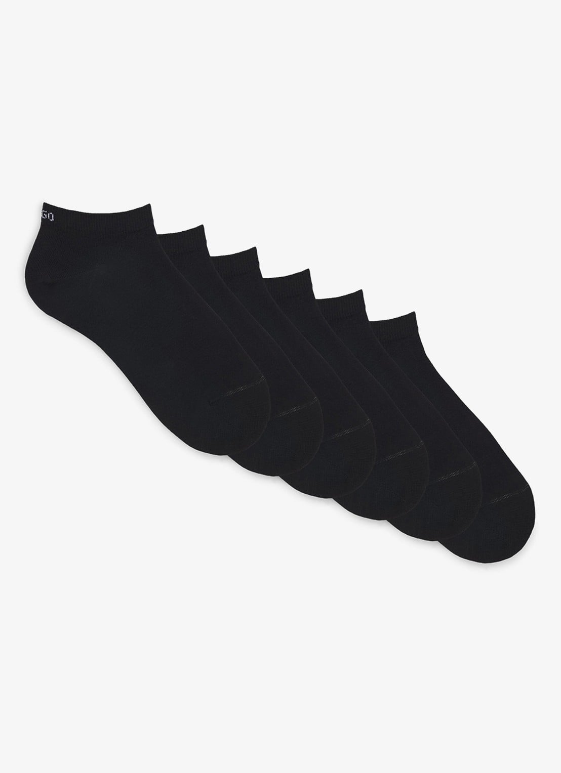 HUGO Sneakersokken in 6-pack - voorkant zwart