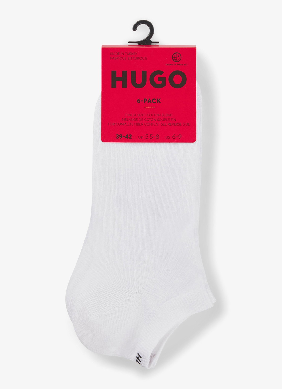 HUGO Sneakersokken in 6-pack - voorkant 2 wit
