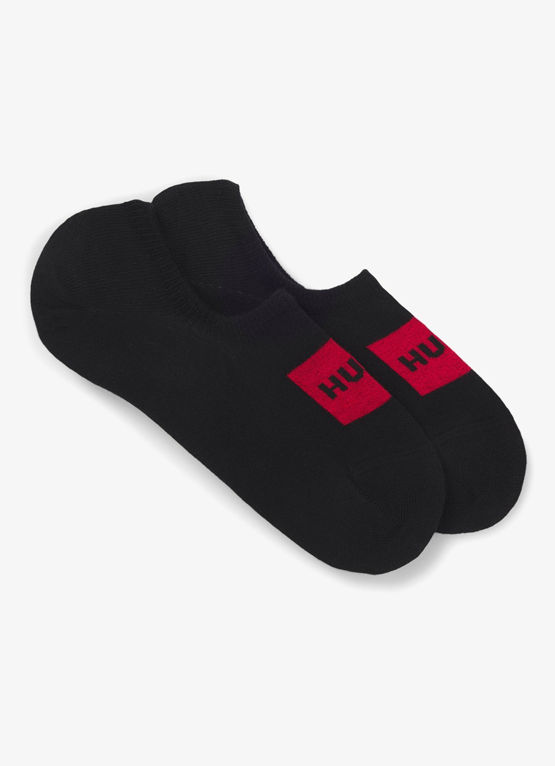 HUGO Sneakersokken met logo in 2-pack - voorkant zwart