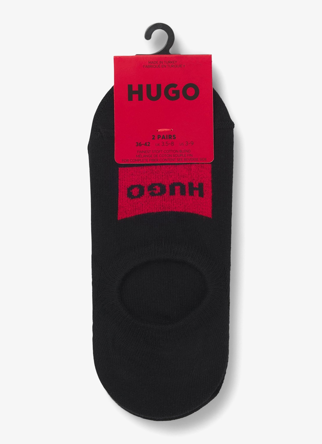 HUGO Sneakersokken met logo in 2-pack - voorkant 2 zwart