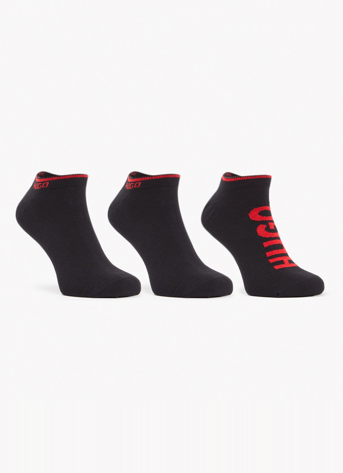 HUGO Sneakersokken met logo in 3-pack - voorkant 2 zwart