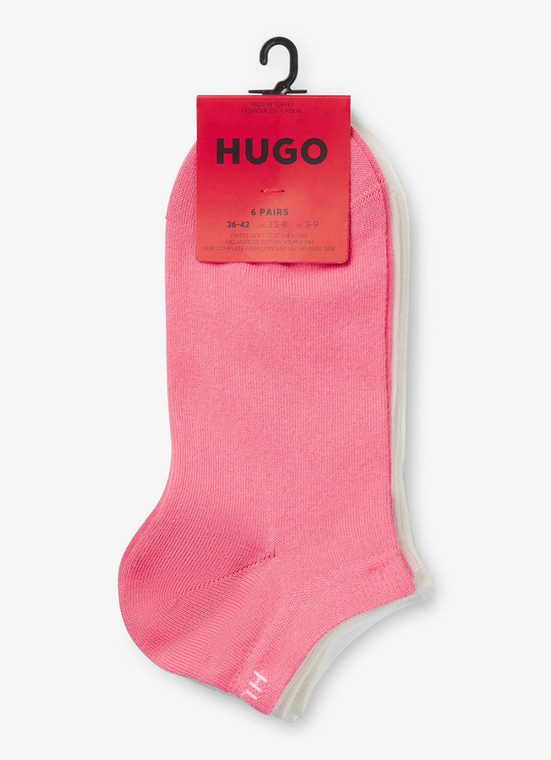 HUGO Sneakersokken met logo in 6-pack  - voorkant 2 lichtroze