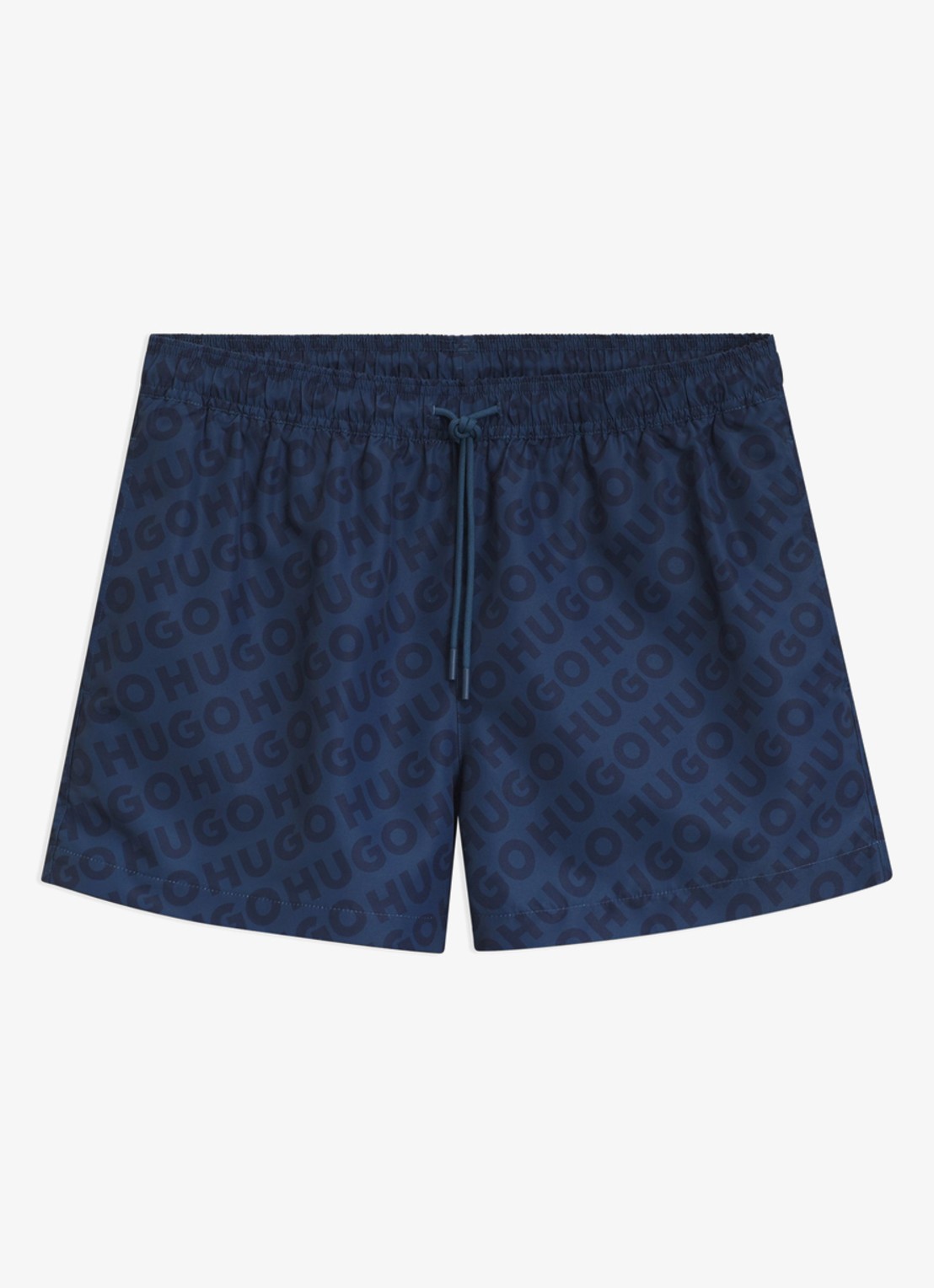 HUGO Sneldrogende zwemshort met logoprint - voorkant 4 donkerblauw