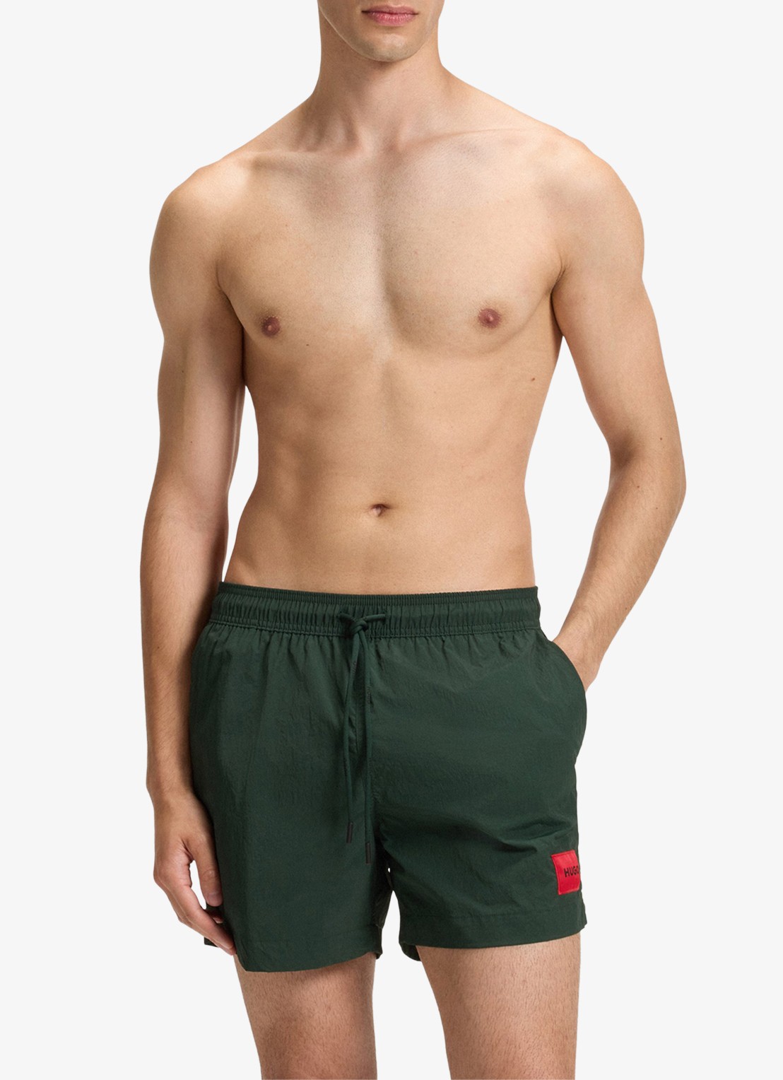 HUGO Sneldrogende zwemshorts met logolabel - detail 3 dark green-305 / groen