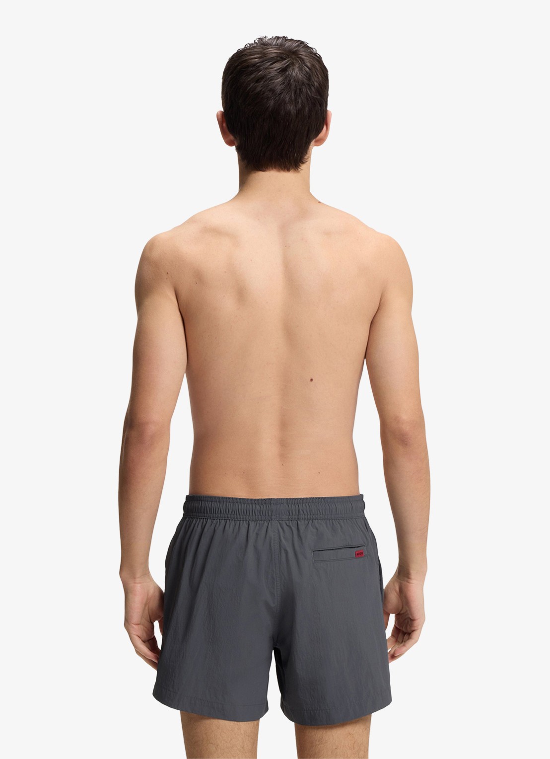 HUGO Sneldrogende zwemshorts met logolabel - achterkant 4 charcoal-013 / grijs