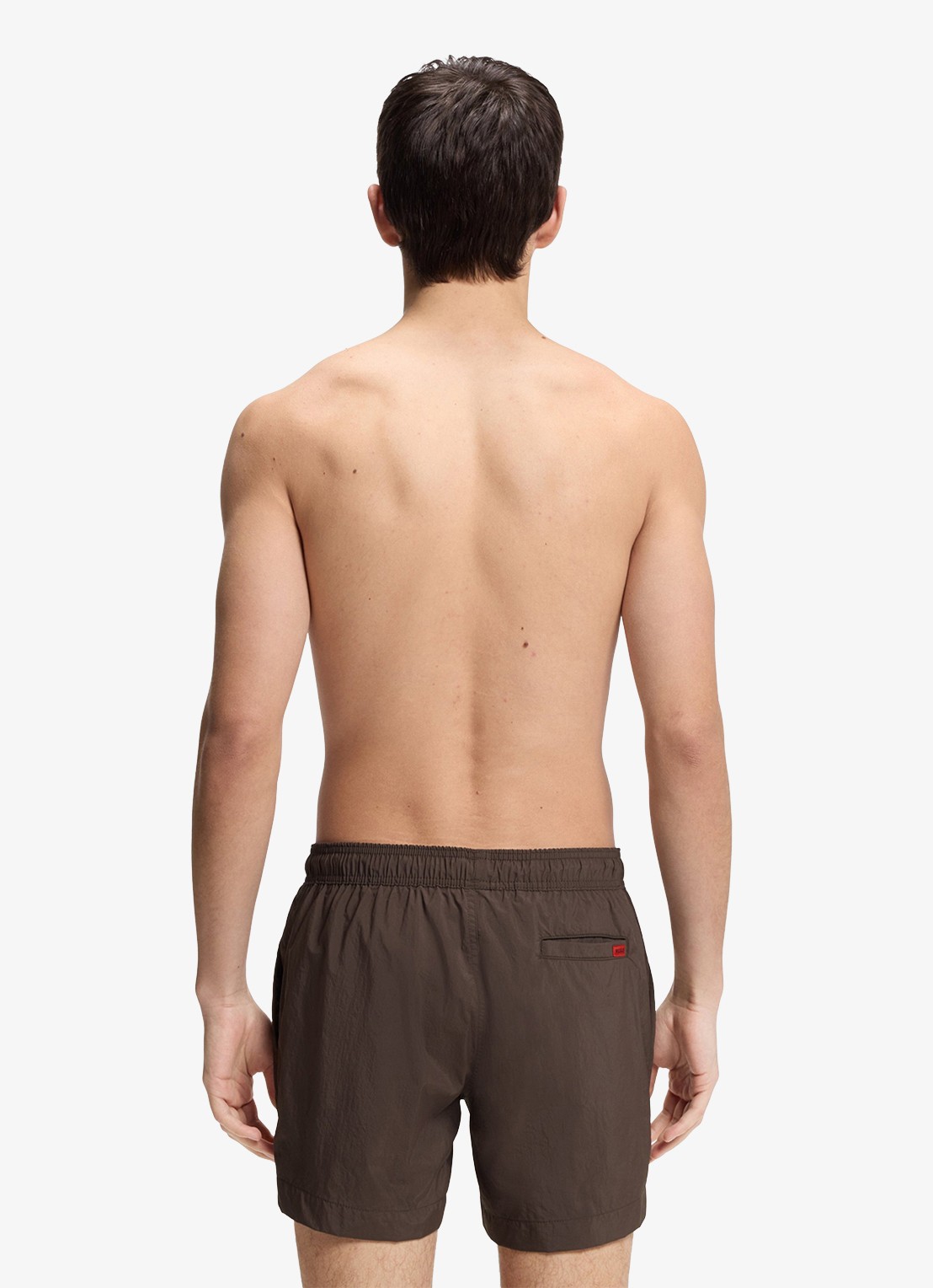 HUGO Sneldrogende zwemshorts met logolabel - achterkant 3 dark brown-201 / bruin