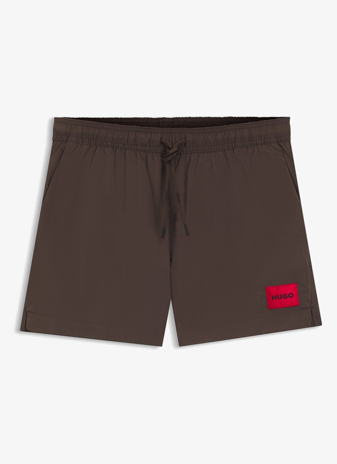 HUGO Sneldrogende zwemshorts met logolabel - voorkant 4 dark brown-201 / bruin