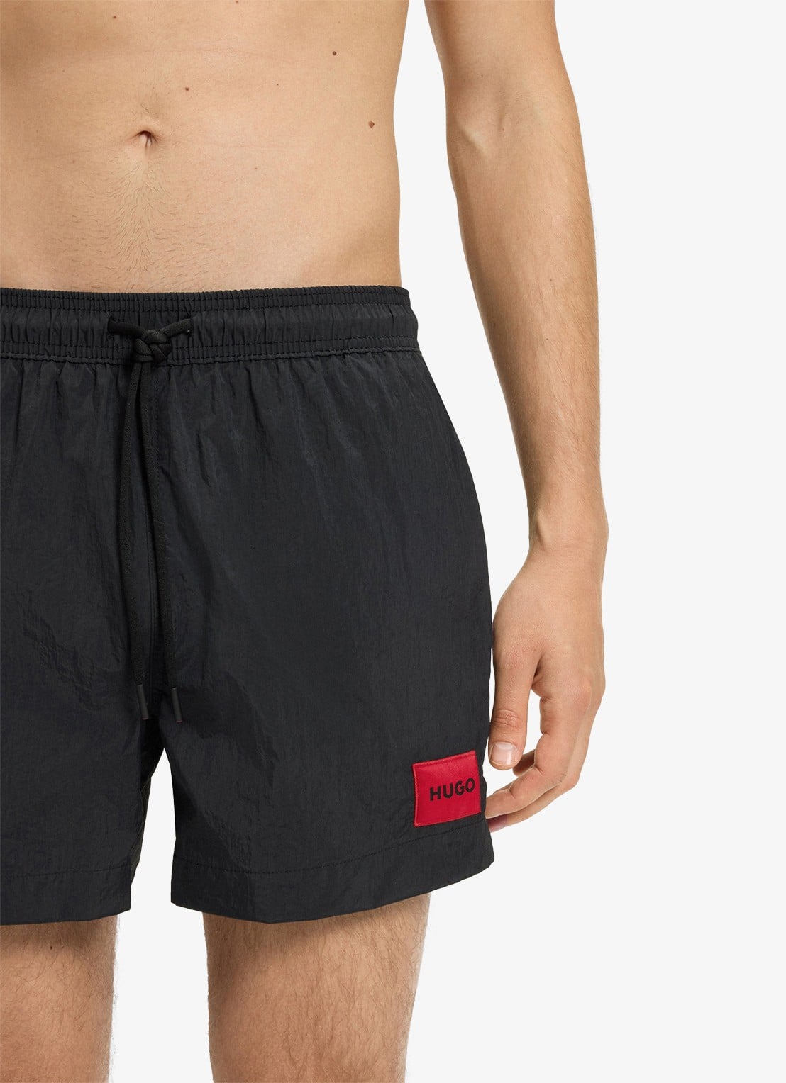 HUGO Sneldrogende zwemshorts met logolabel - detail 4 black-001 / zwart
