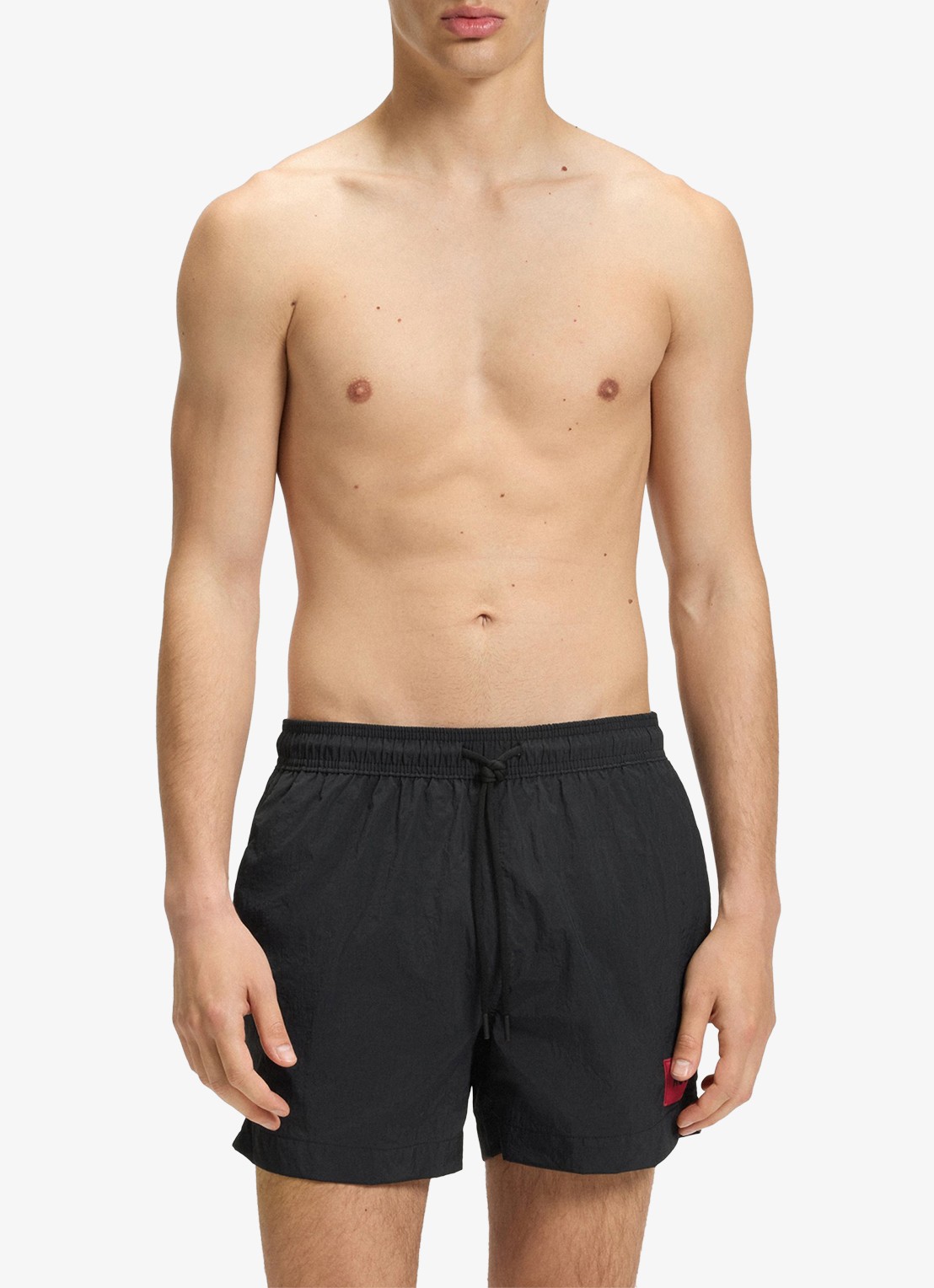 HUGO Sneldrogende zwemshorts met logolabel - voorkant 2 black-001 / zwart
