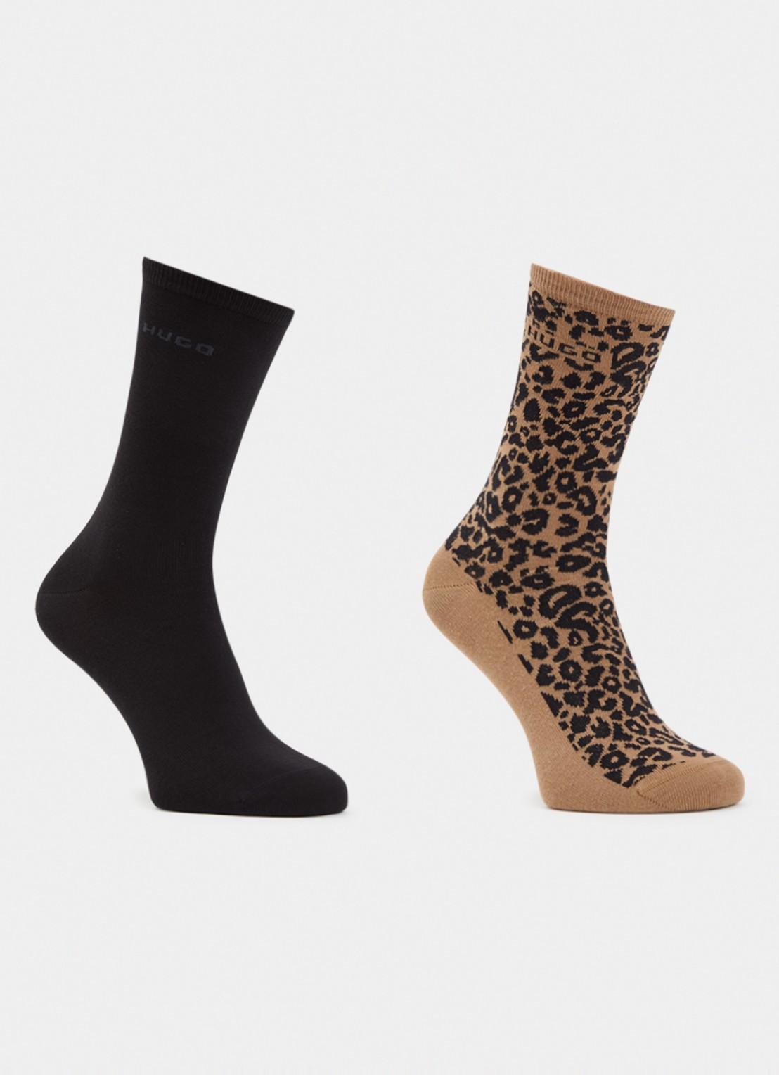 HUGO Sokken in katoenblend met print in 2-pack - voorkant zwart