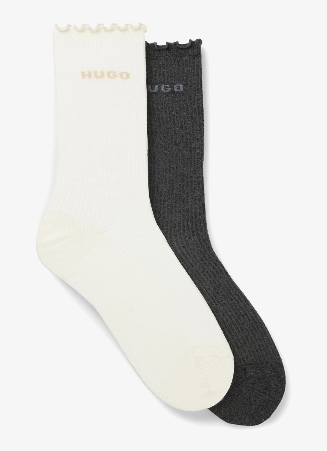 HUGO Sokken met logo in 2-pack - voorkant donkergrijs