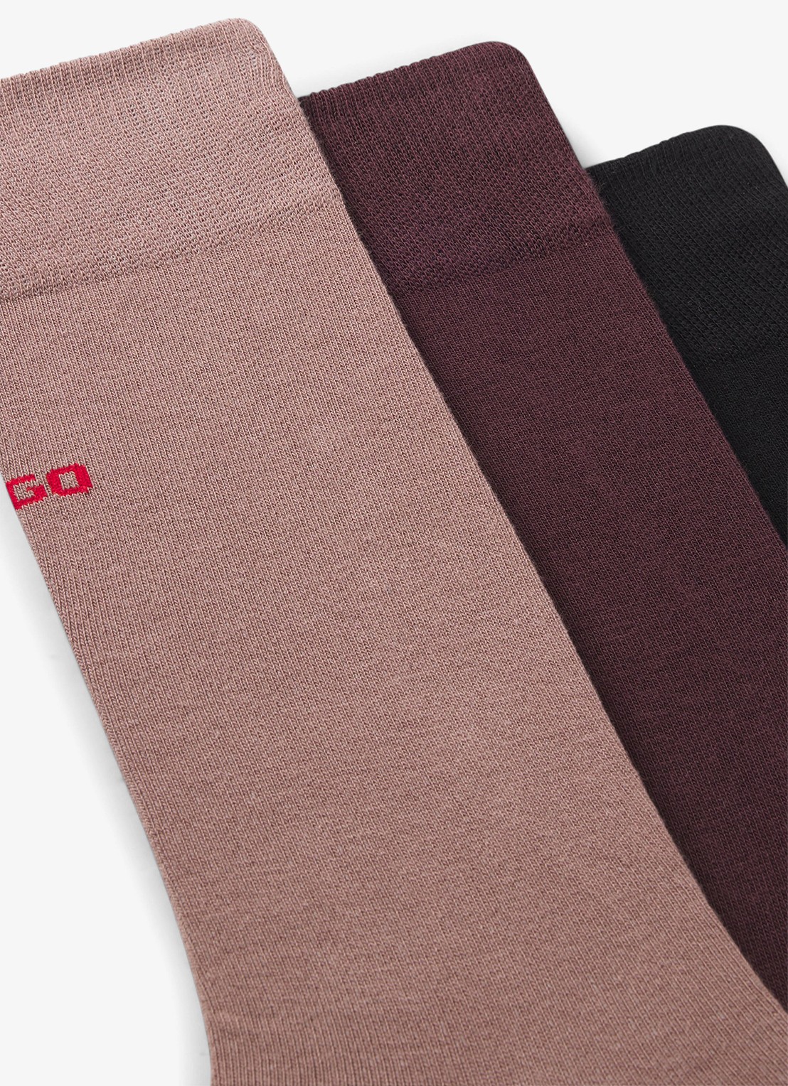 HUGO Sokken met logo in 3-pack - detail bruin