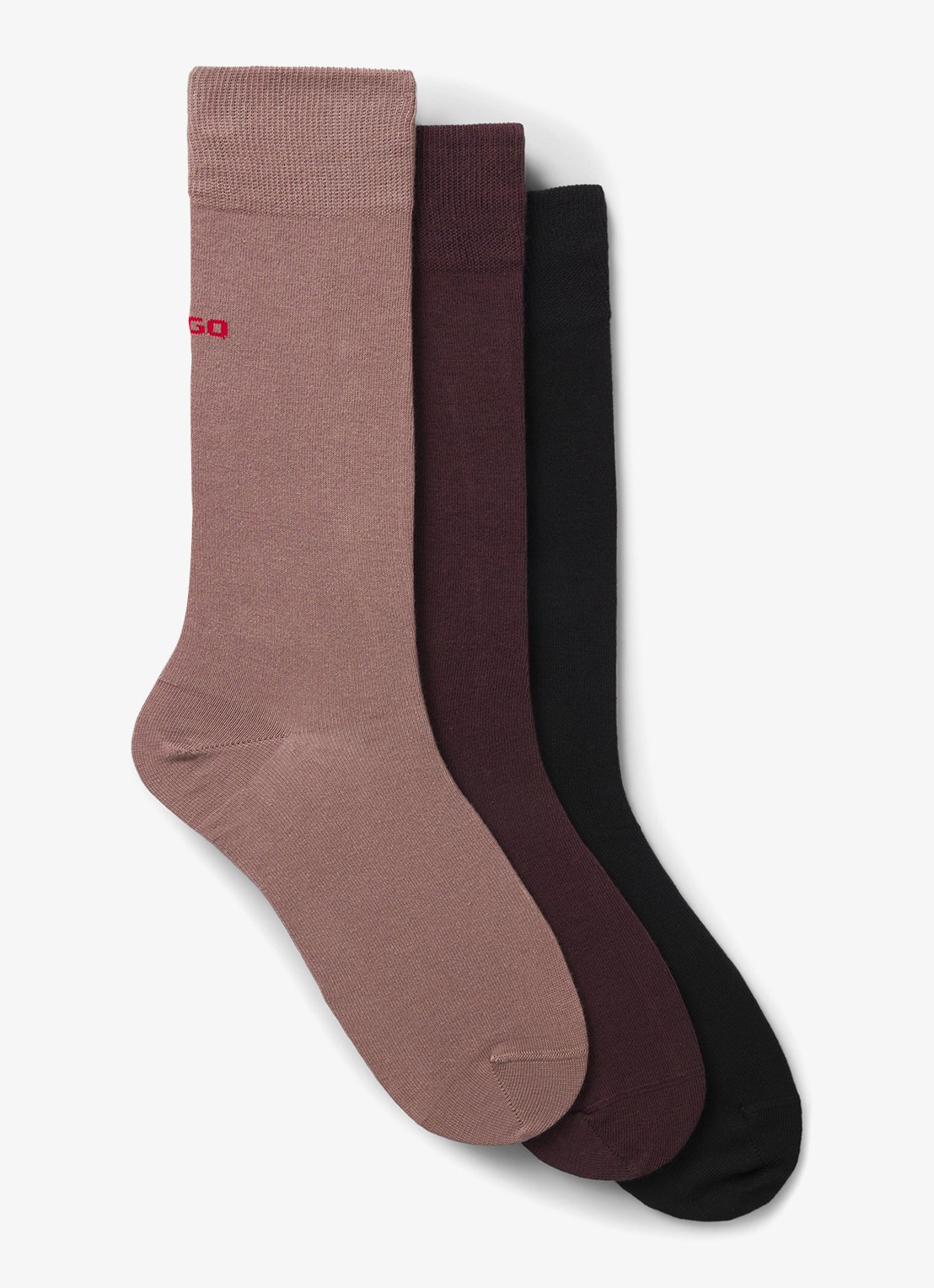 HUGO Sokken met logo in 3-pack - voorkant 2 bruin