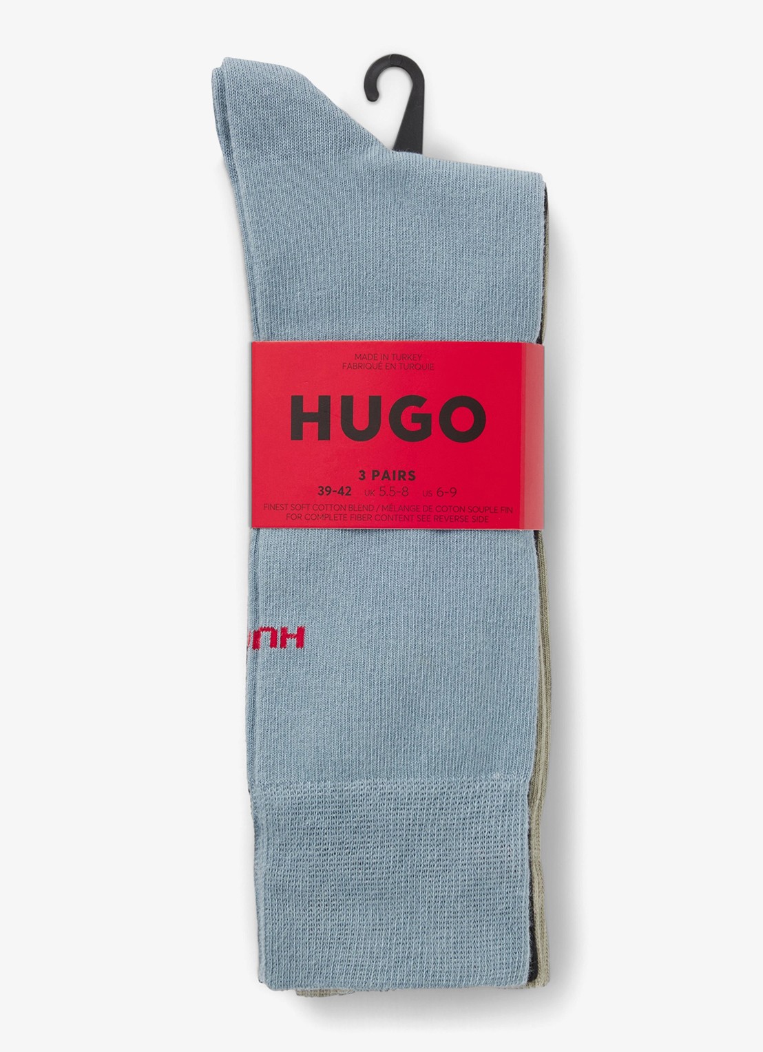 HUGO Sokken met logo in 3-pack - voorkant 3 light/pastel blue-456 / blauw
