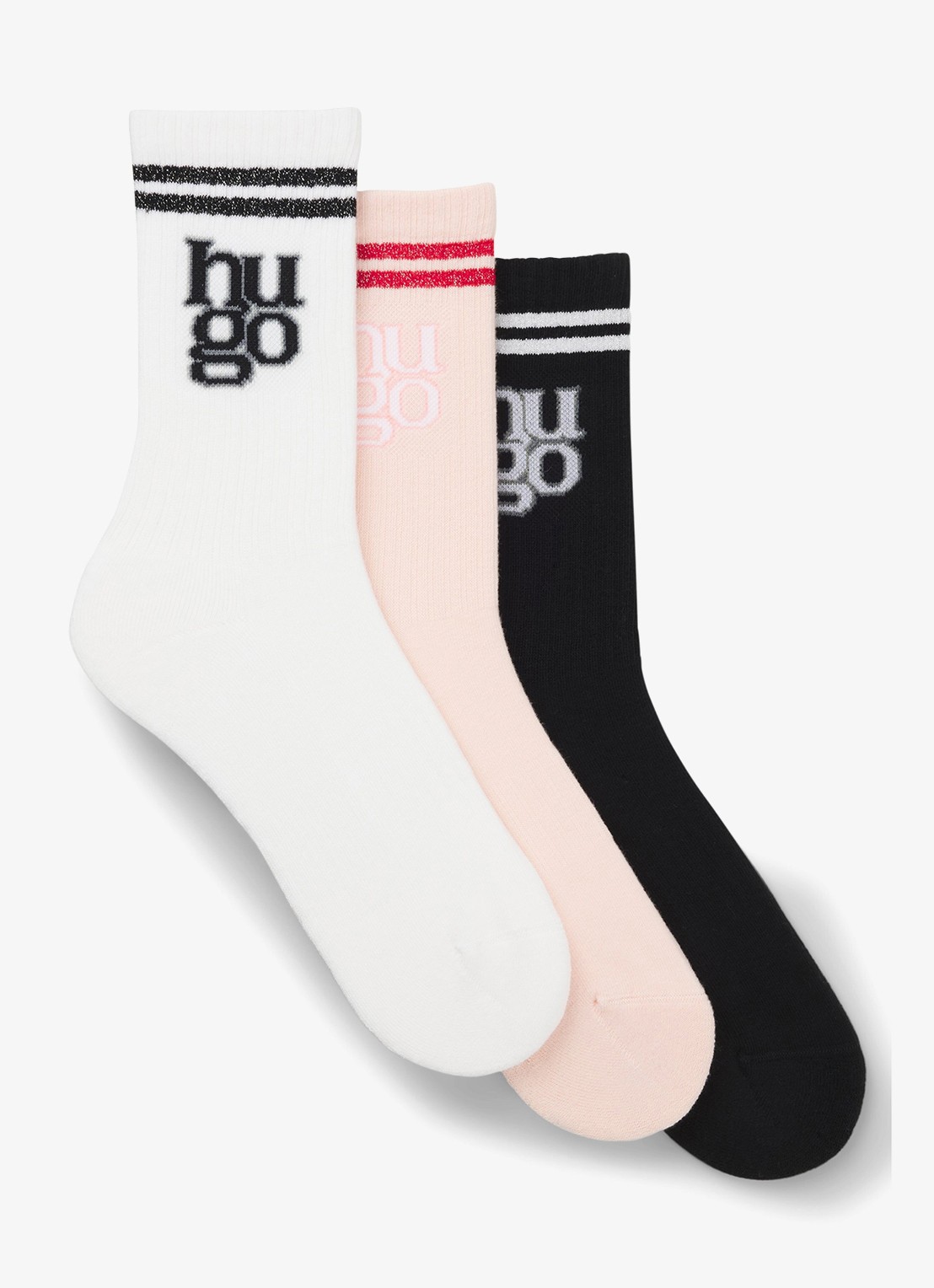 HUGO Sokken met logo in 3-pack  - voorkant 2 roze