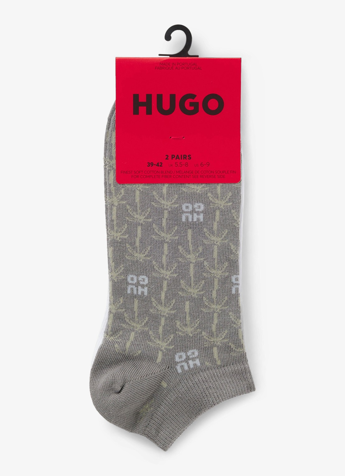 HUGO Sokken met logoprint in 2-pack - voorkant 2 grijs