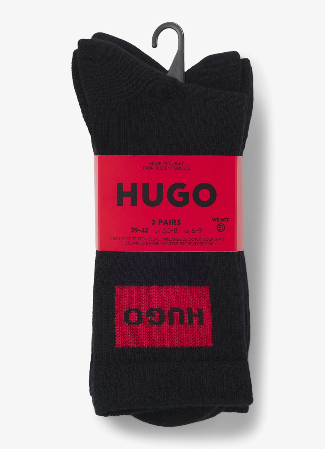 HUGO Sportsokken met logo in 3-pack - voorkant 3 zwart