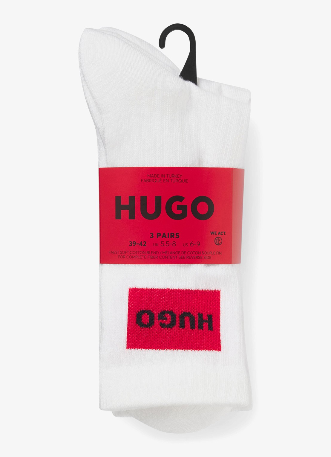 HUGO Sportsokken met logo in 3-pack - voorkant 2 wit