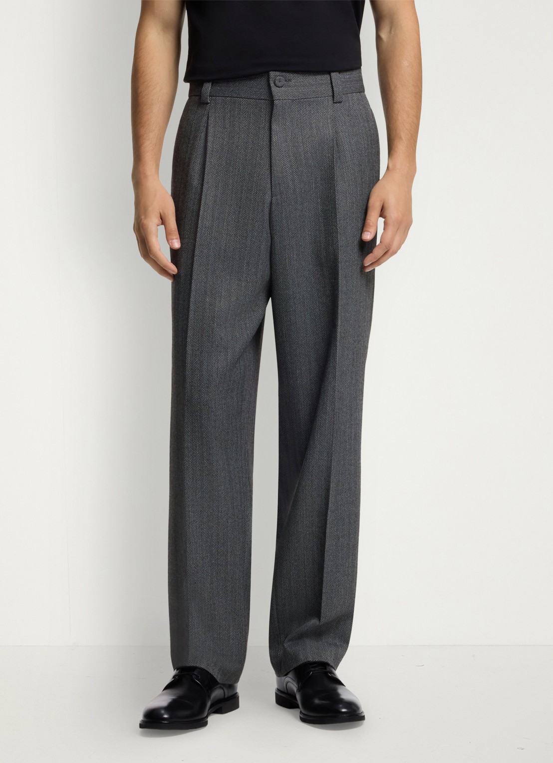 HUGO Straight fit pantalon met structuur - detail donkergrijs