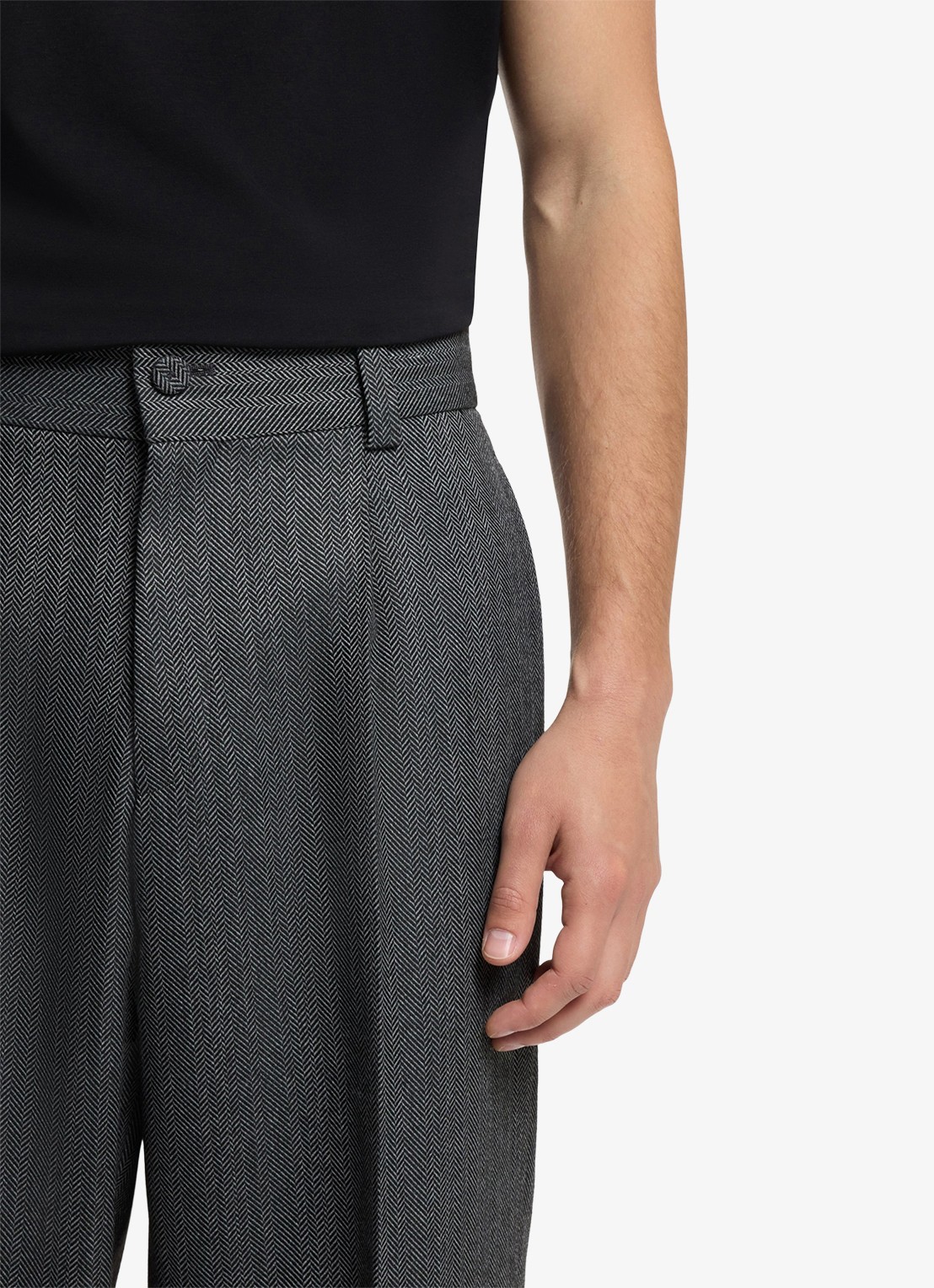 HUGO Straight fit pantalon met structuur - detail 2 donkergrijs