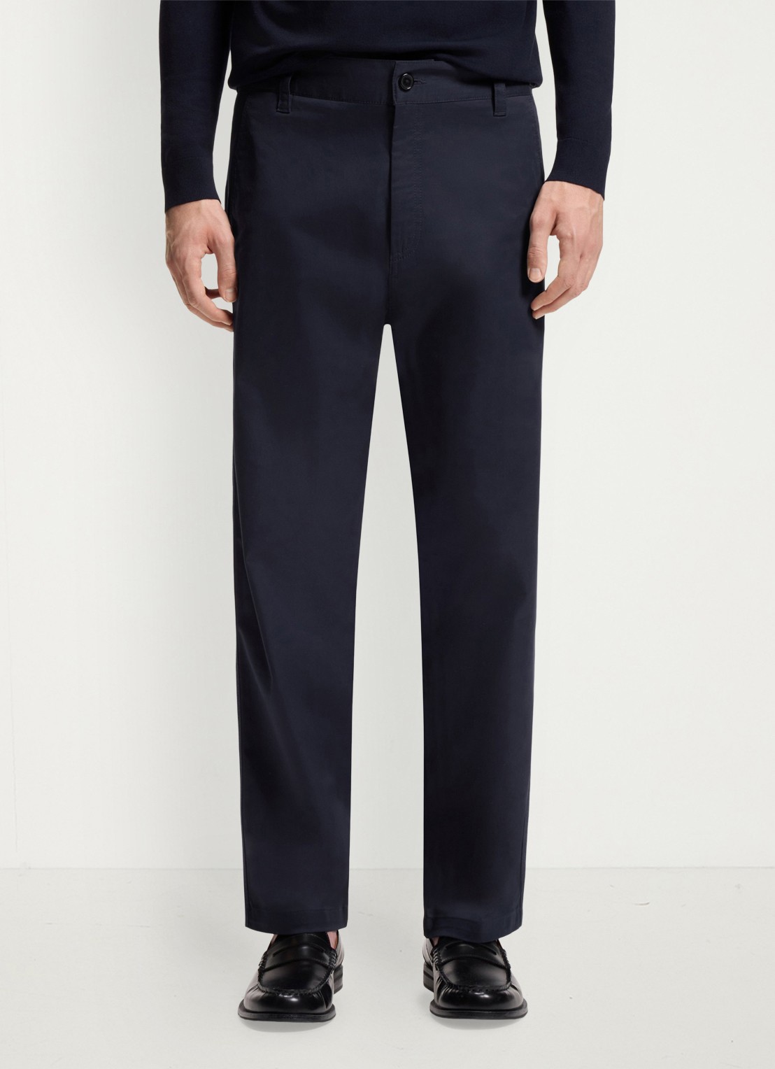 HUGO Straight leg chino in katoenblend - detail blauw
