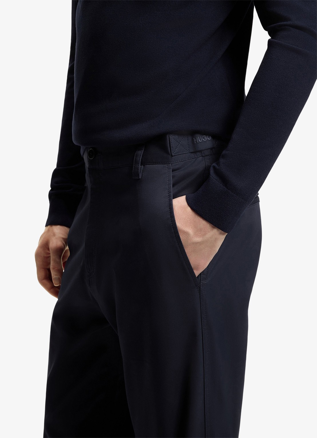 HUGO Straight leg chino in katoenblend - detail 2 blauw