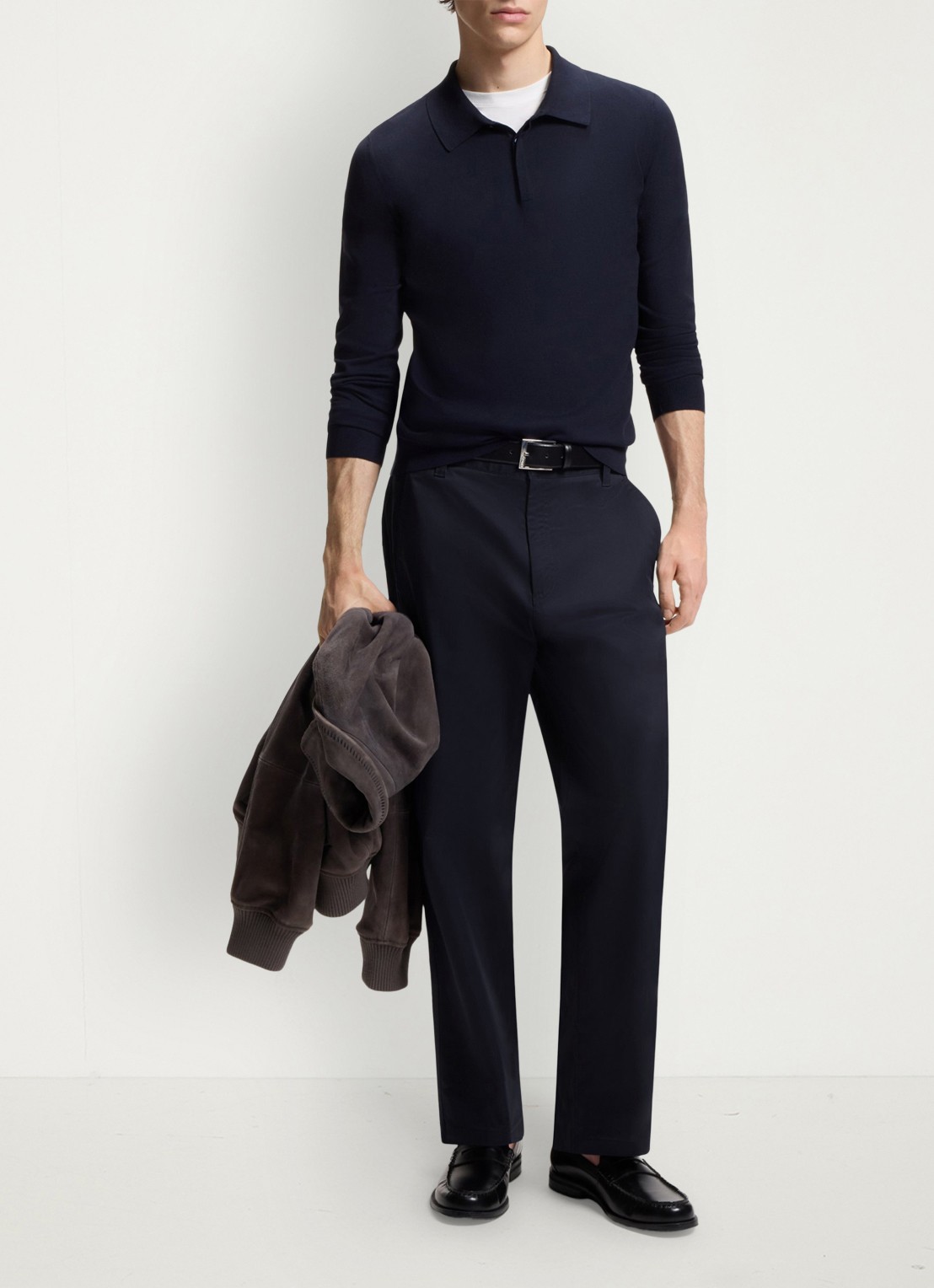 HUGO Straight leg chino in katoenblend - voorkant 5 blauw