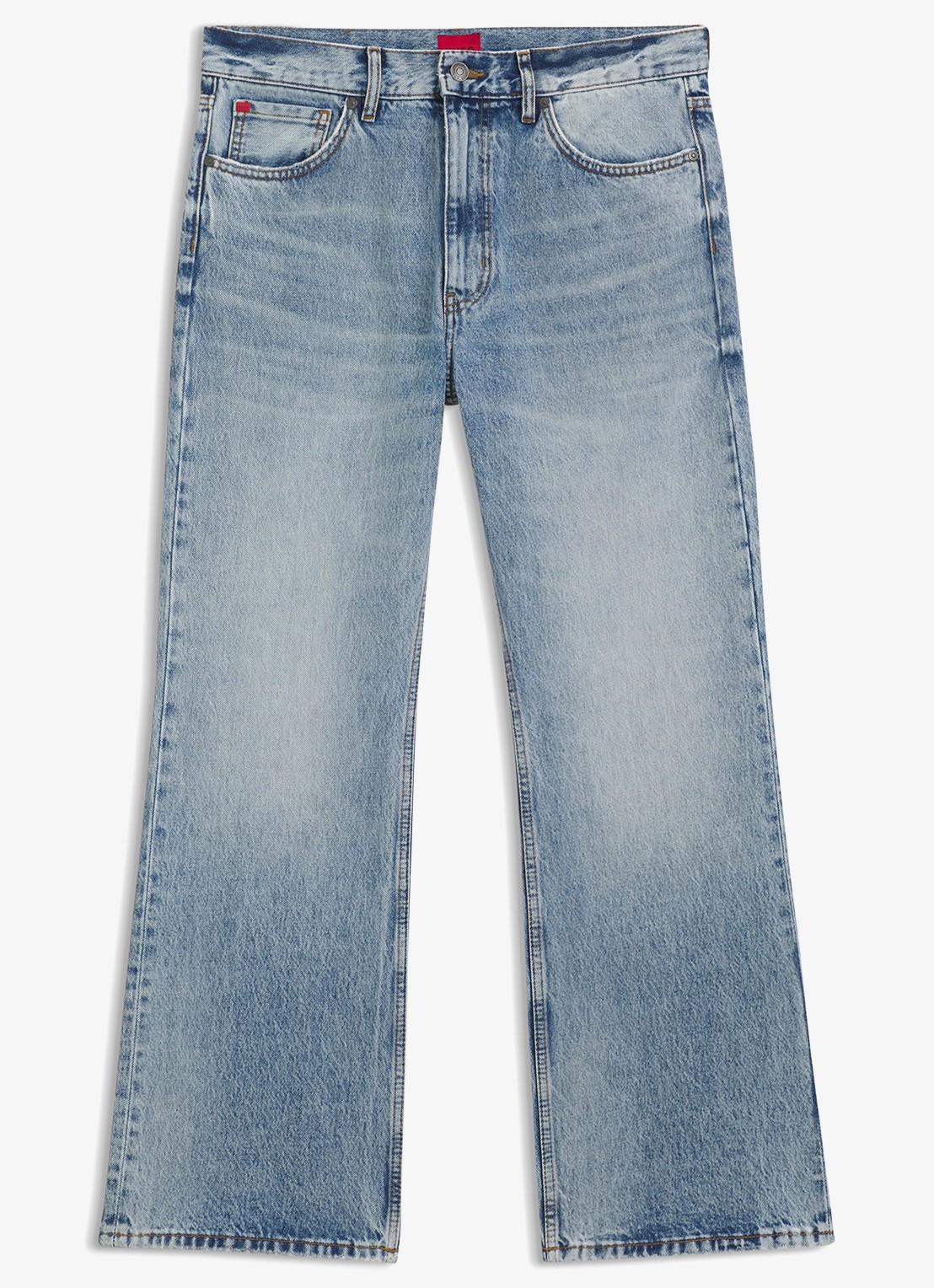 HUGO Straight leg jeans met steekzakken - voorkant denim