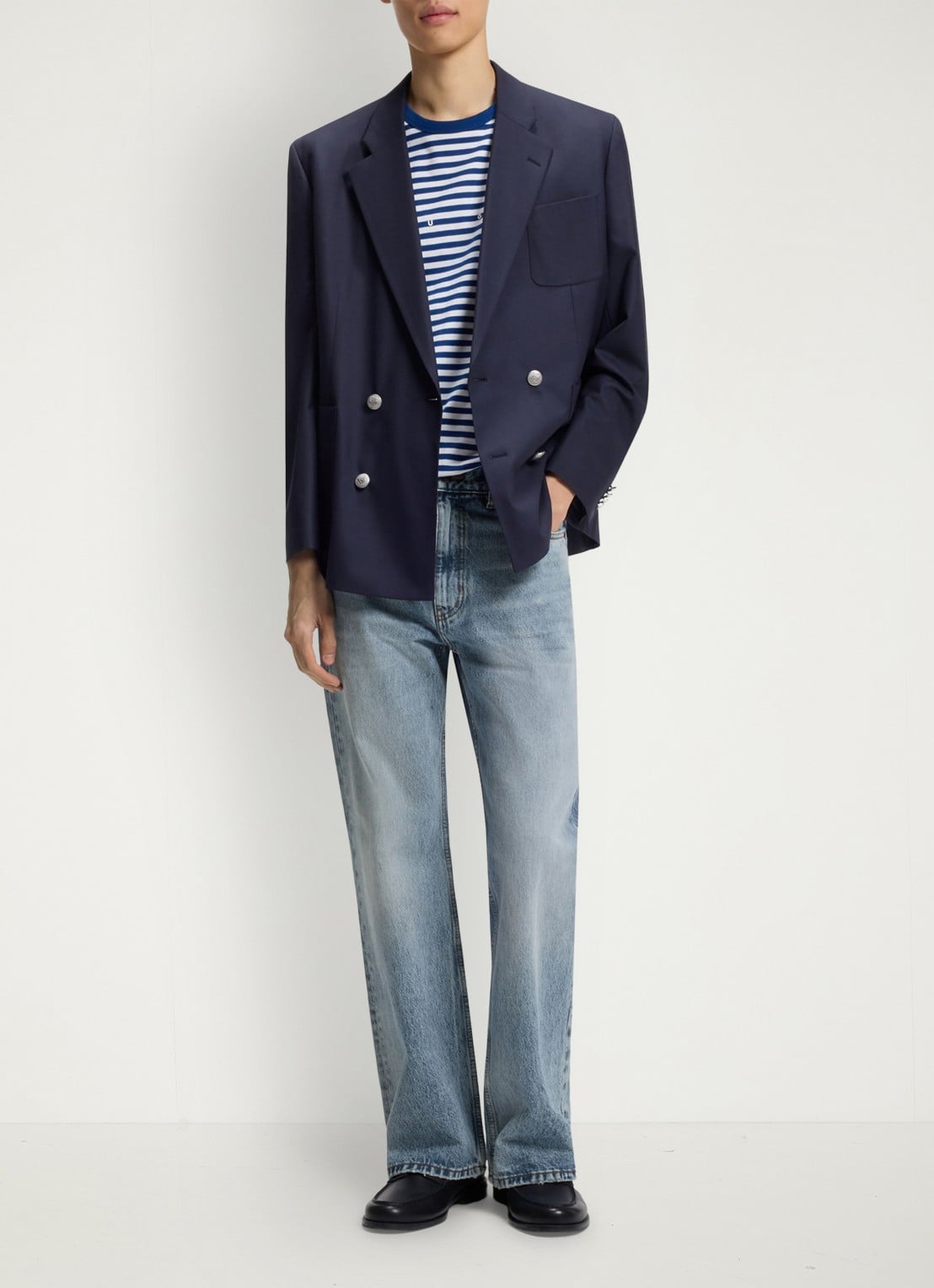 HUGO Straight leg jeans met steekzakken - voorkant 2 denim